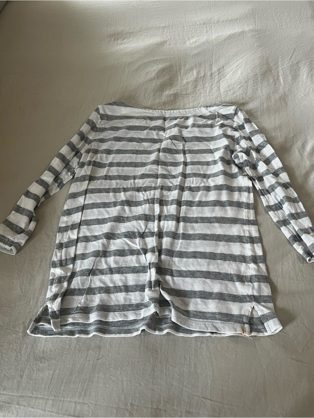 LOFT Gray & White Striped Long-Sleeve Tee